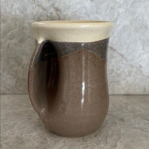 Neher left hand studio pottery Coffee Mug - Brown and Cream